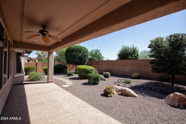 view of patio with ceiling fan