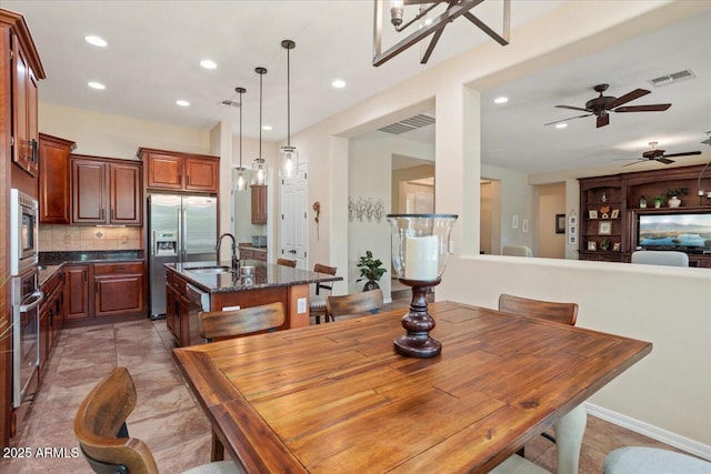 dining area with sink