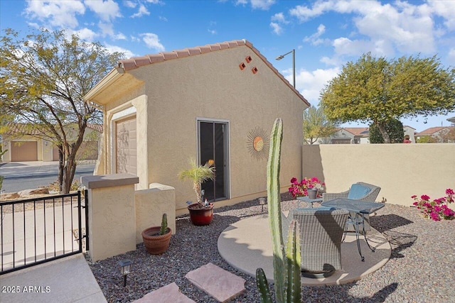 exterior space featuring a garage