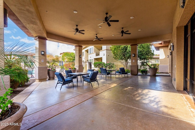 view of patio with ceiling fan