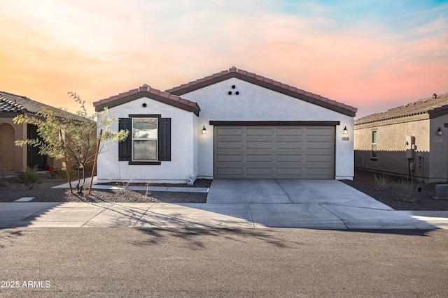 view of front of house with a garage