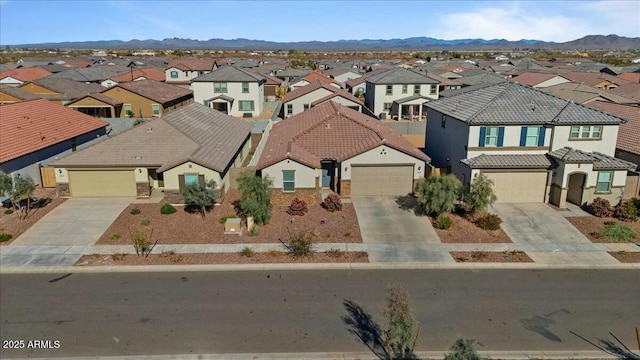 bird's eye view with a mountain view