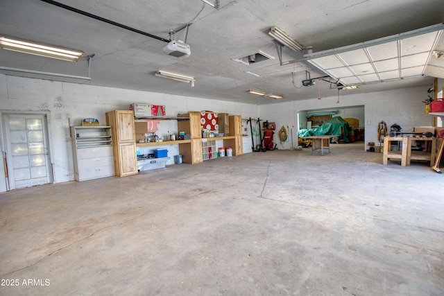 garage with a garage door opener