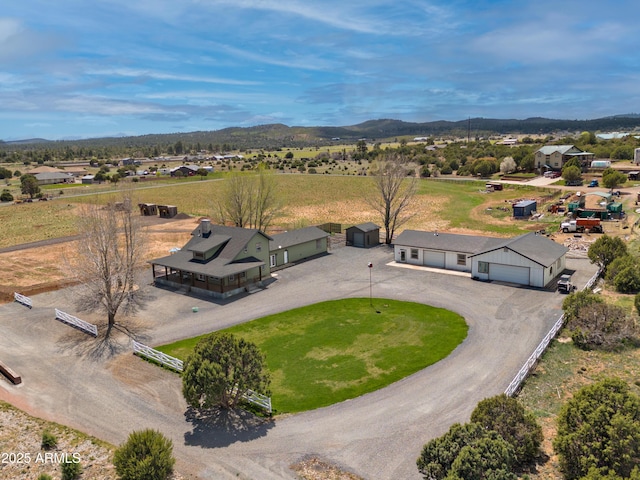 bird's eye view with a mountain view