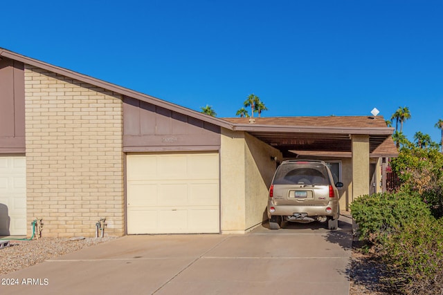 exterior space featuring a carport