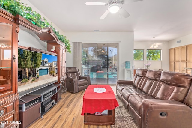 living room featuring light wood-type flooring