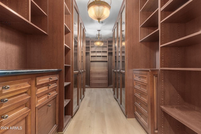 walk in closet featuring light wood-type flooring