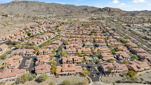 aerial view with a residential view and a mountain view
