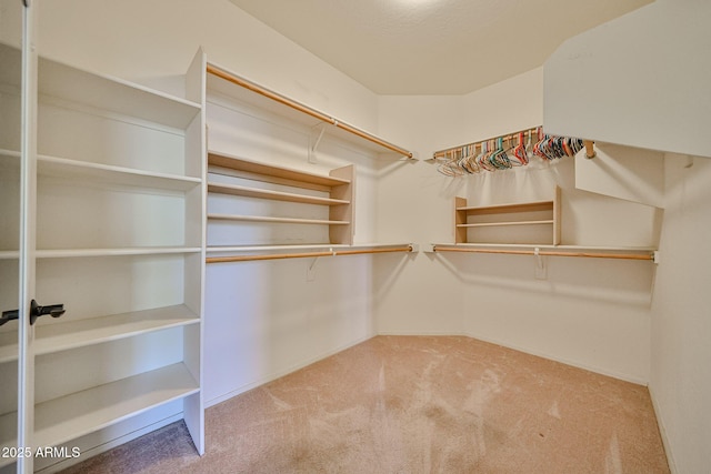 walk in closet with carpet floors