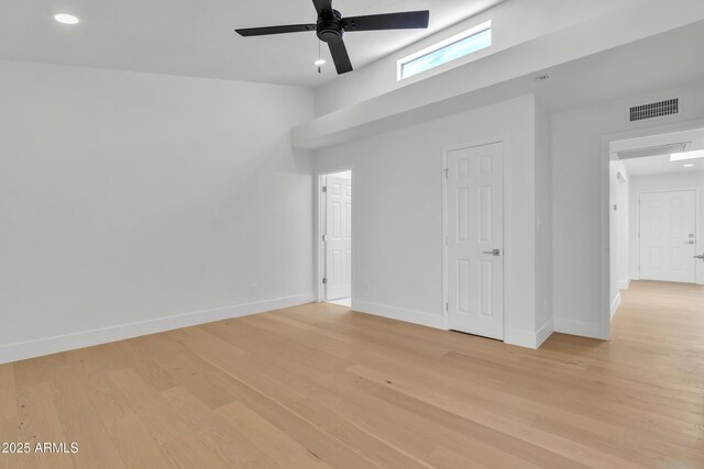 220 N 22nd Pl Unit 2036, Mesa, AZ 85213 - empty room with a ceiling fan, light wood-type flooring, a high ceiling, and recessed lighting