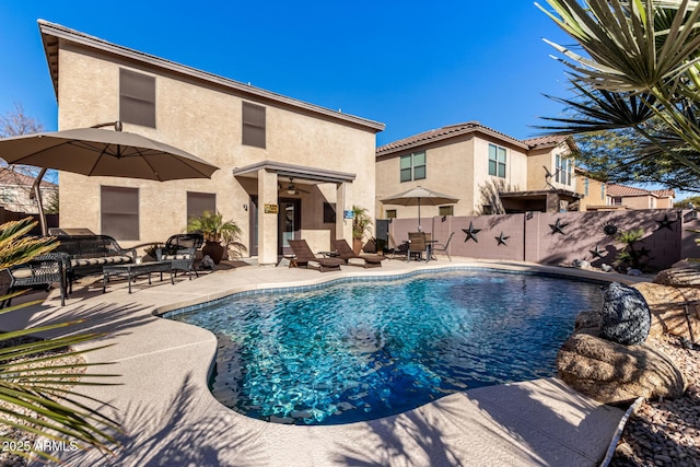 view of pool featuring a patio area