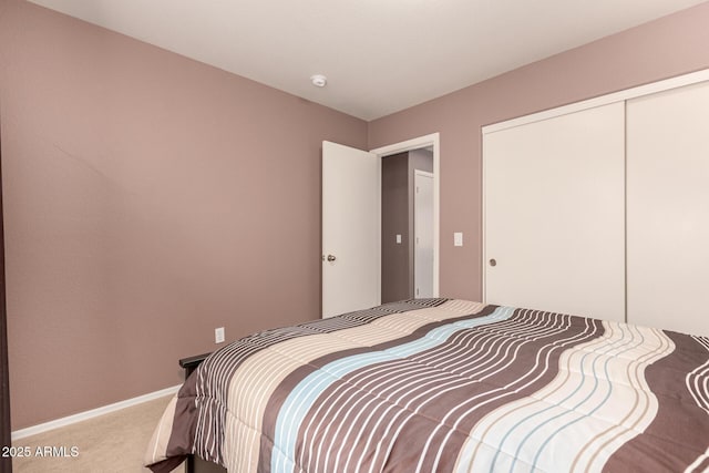 bedroom featuring carpet floors and a closet