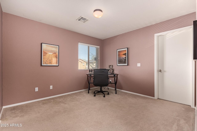 view of carpeted office space