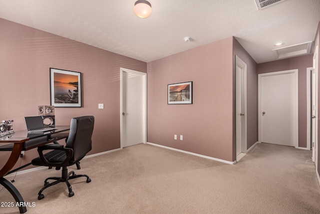 view of carpeted office space