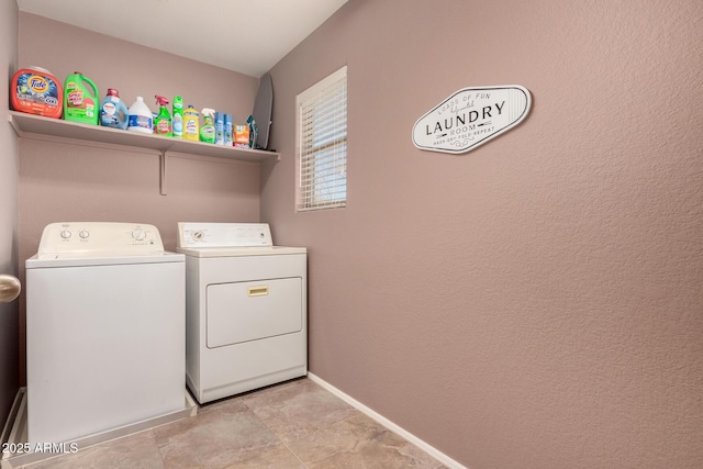 laundry area with independent washer and dryer