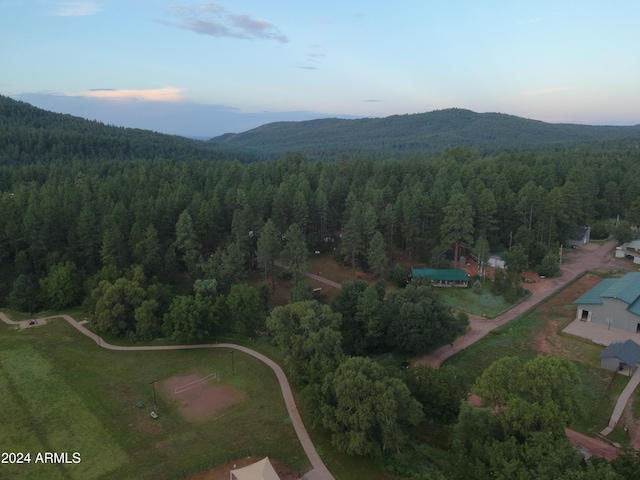 view of aerial view at dusk