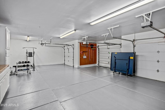 garage with a garage door opener