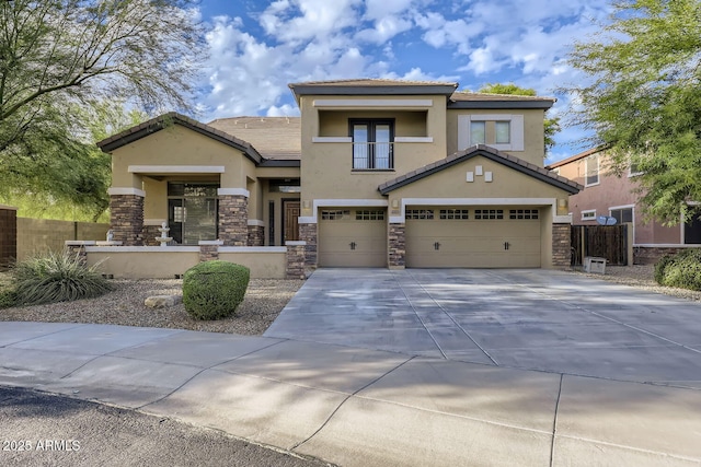 view of front of property with a garage