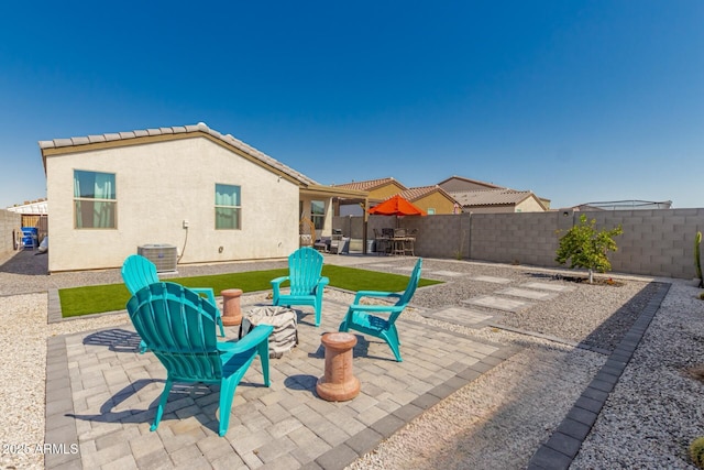 view of patio featuring central air condition unit