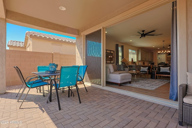 view of patio / terrace with ceiling fan