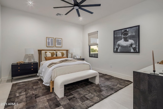 24863 N 103rd Way, Scottsdale, AZ 85255 - bedroom with tile patterned flooring, baseboards, a ceiling fan, and recessed lighting
