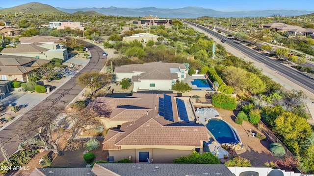 bird's eye view with a mountain view