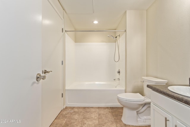 full bathroom featuring vanity,  shower combination, and toilet