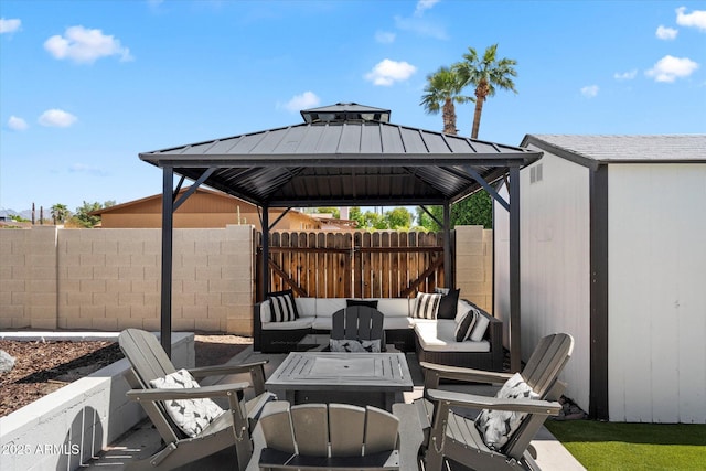 6271 E Evans Dr, Scottsdale, AZ 85254 - view of patio with outdoor lounge area, fence, and a gazebo