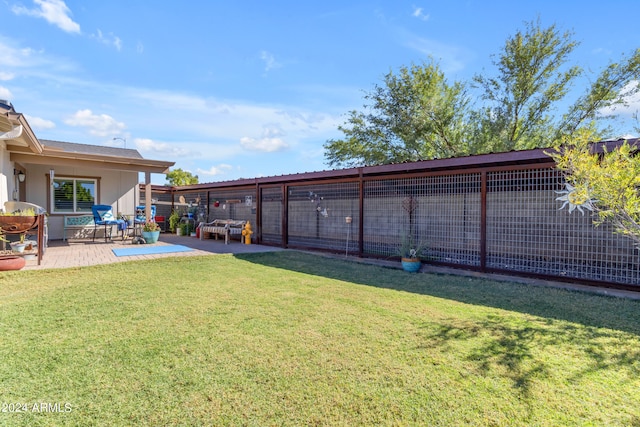 view of yard with a patio area and a fenced backyard