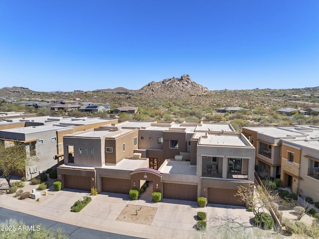 aerial view with a residential view and a mountain view