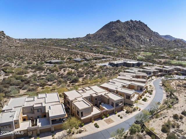 birds eye view of property featuring a residential view and a mountain view