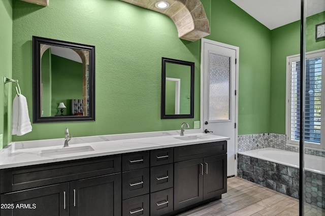 26475 N Wrangler Rd, Scottsdale, AZ 85255 - full bath featuring wood finished floors, double vanity, and a bath
