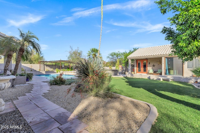 26475 N Wrangler Rd, Scottsdale, AZ 85255 - fenced backyard with a pergola