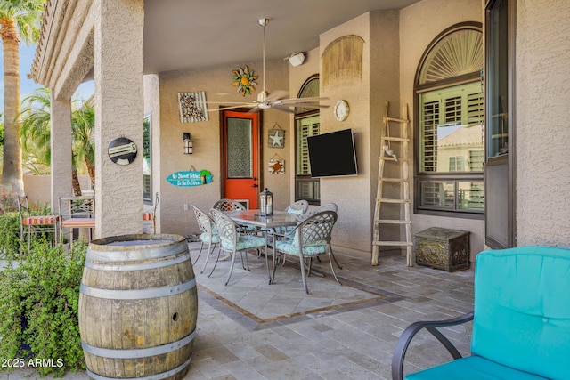 26475 N Wrangler Rd, Scottsdale, AZ 85255 - view of patio featuring outdoor dining area and a ceiling fan