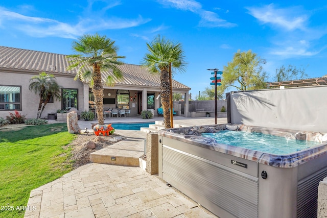 26475 N Wrangler Rd, Scottsdale, AZ 85255 - view of pool featuring a hot tub and a patio