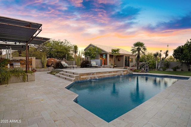 26475 N Wrangler Rd, Scottsdale, AZ 85255 - outdoor pool with a patio, a pergola, and grilling area