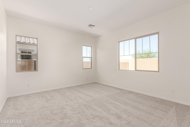 unfurnished room featuring light colored carpet and a healthy amount of sunlight