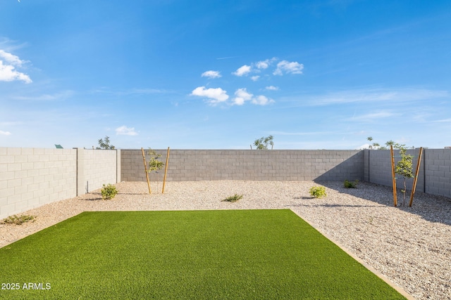 view of yard with a fenced backyard