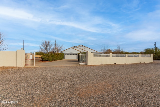 view of yard featuring a garage