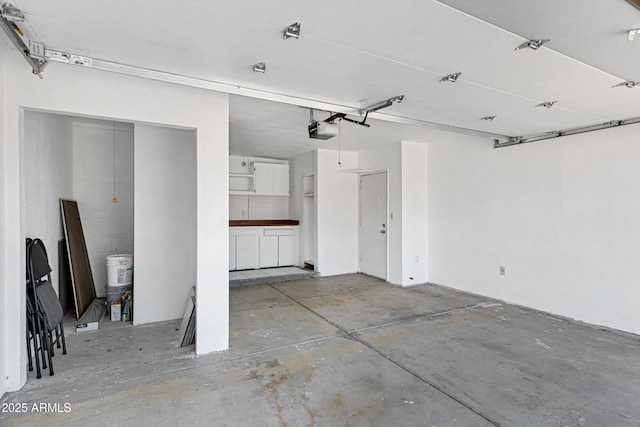 garage with a garage door opener