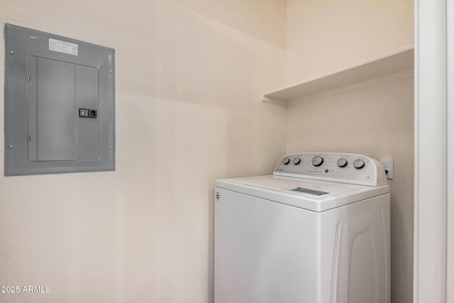 laundry area with washer / clothes dryer and electric panel