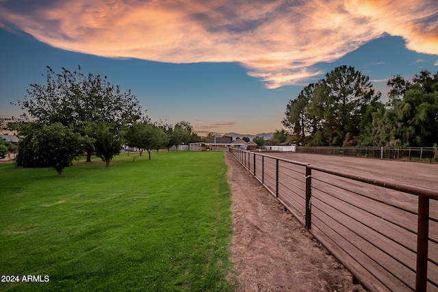 view of yard at dusk