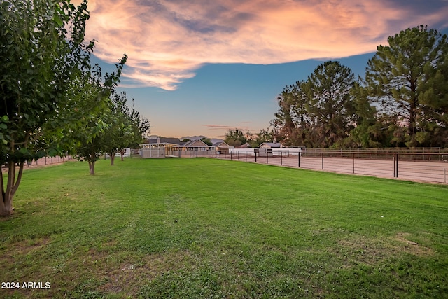 view of yard at dusk