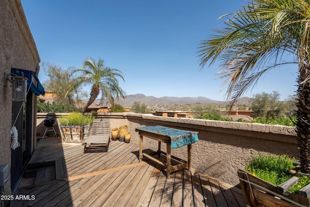 deck with a mountain view