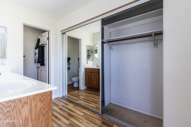 2338 E Javelina Ave, Mesa, AZ 85204 - bathroom with vanity and wood finished floors