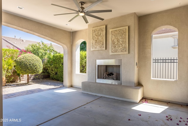 70 E Kennedia Dr, Queen Creek, AZ 85140 - view of patio with exterior fireplace and a ceiling fan
