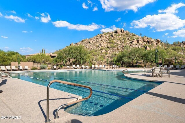 pool with a patio