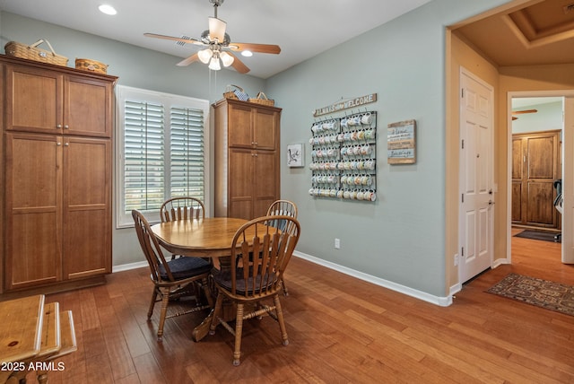 20506 N 271st Ave, Buckeye, AZ 85396 - dining area featuring baseboards, ceiling fan, recessed lighting, and wood finished floors