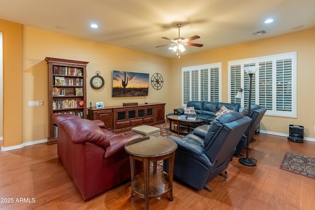 20506 N 271st Ave, Buckeye, AZ 85396 - living area featuring ceiling fan, recessed lighting, wood finished floors, and visible vents