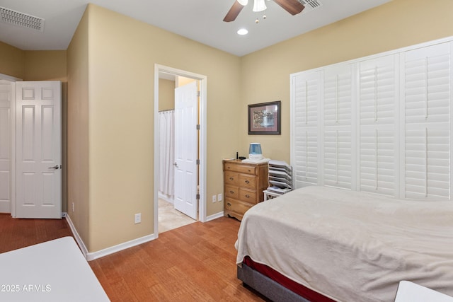 20506 N 271st Ave, Buckeye, AZ 85396 - bedroom with recessed lighting, baseboards, a ceiling fan, wood finished floors, and visible vents